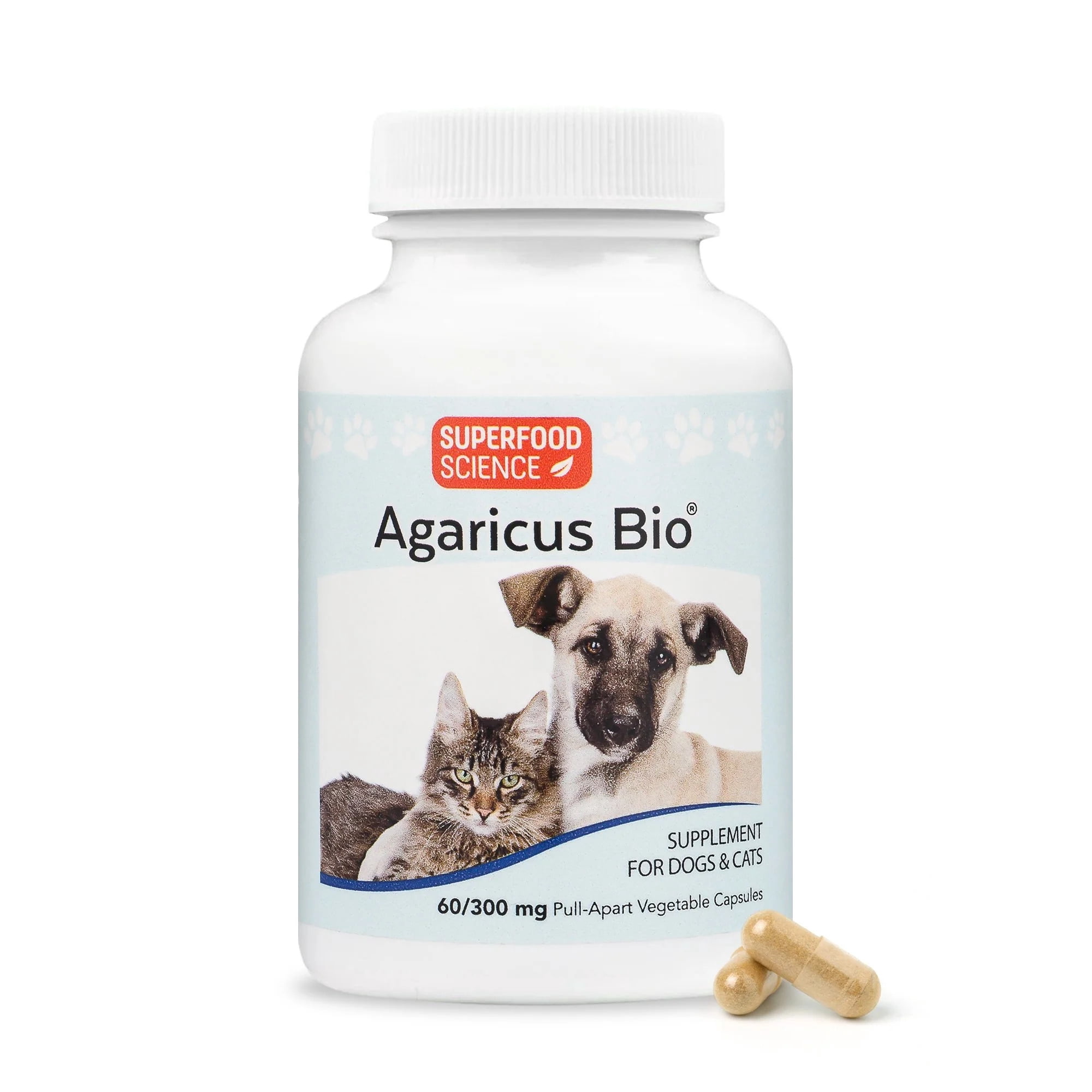 Superfood Science Agaricus Bio Immune Support for Dogs and Cats, 300 mg.