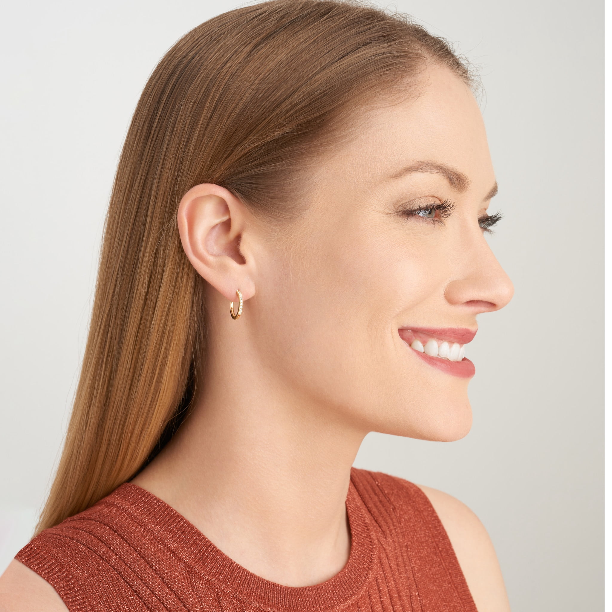 Forever Facets 1/5 CT TW Lab Grown Diamond Hoops in 18k Gold over Sterling Silver, Adult Female