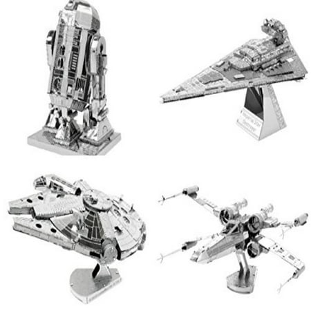 Metal Earth 3D Model Kits - Star Wars Set of 4 - X-Wing, Millenium Falcon, Imperial Star Destroyer and