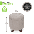 thumbnail image 2 of Magshion Storage Ottoman with Padded Seat, Modern Cotton-linen Footrest, Round Seat stool for Living Room Bedroom , Beige, 2 of 8