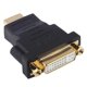 thumbnail image 1 of Chapado en oro Hdmi 19 pin macho a Dvi 24 + 5 pin adaptador hembra (negro) Afortunado Sencillez, 1 of 2