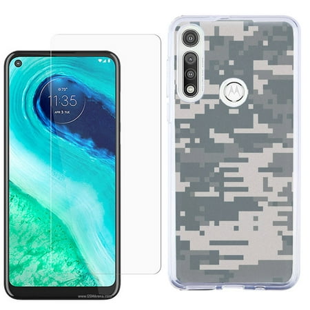 For Motorola Moto G Fast Case, Slim-Fit TPU Phone Case, with Tempered Glass Screen Protector, by OneToughShield ® - Digital Camo