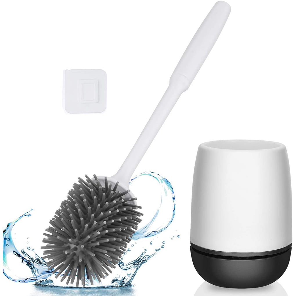 Toilet Brush Holder Set Quick Cleaning Silicone Household Bathroom Cleaning Kit 