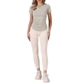 thumbnail image 2 of Elastic Workout Tops for Women Short Sleeve Running Gym Athletic Shirts Crewneck Quick Dry Tshirts XS Grey, 2 of 6