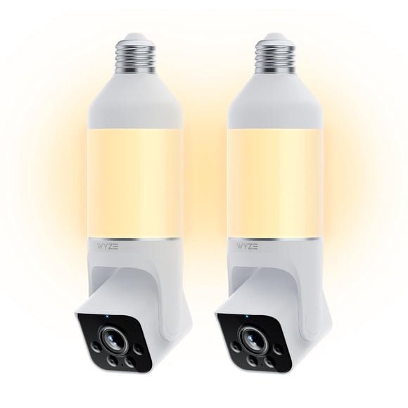 Cámara de seguridad exterior WYZE Bulb Cam 2K HD, paquete de 2