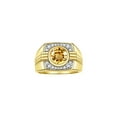 thumbnail image 1 of RYLOS Mens Rings 14K Yellow Gold Designer Round Gemstone &  Sparkling Diamond Ring Citrine November Birthstone Rings For Men, Men's Rings, Gold Rings Sizes 8 - 13, 1 of 7