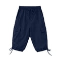 thumbnail image 4 of Only Moment Shorts for Women Flowy Wide Leg Beach Trousers with Pockets Dark Blue,2XL, 4 of 9