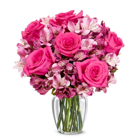 From You Flowers - Pink Rose & Alstroemeria Bouquet with Free Vase (Fresh Flowers)