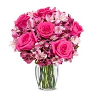 From You Flowers - Pink Rose & Alstroemeria Bouquet with Free Vase (Fresh Flowers)