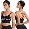 thumbnail image 2 of CAICJ98 Bras for Women Racerback Sports Bra for Women, Workout Bra with Removable Pad M Support Crisscross Yoga Gym Top Black,L, 2 of 4