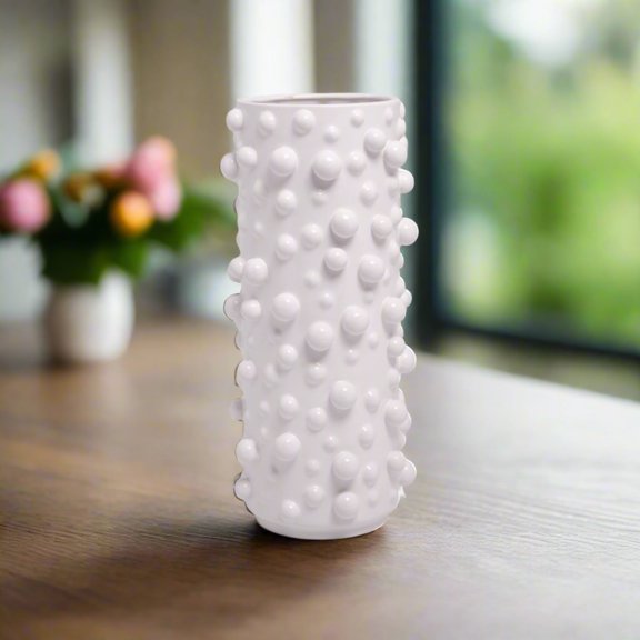 Urban Trends Tavianna White Ceramic Vase Metallic Finish Decorative Flower Vase