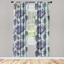 Vintage Window Curtains, Detailed Colorful Flowers Leaves Pattern Floral Theme Illustration, Lightweight Decor 2-Panel Set with Rod Pocket, Pair of - 28"x84", Pale Purple and Sage Green, by Ambesonne