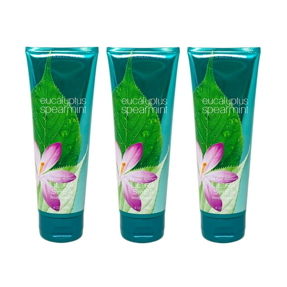 Bath and Body Works Eucalyptus Spearmint 3 Pack Ultra Shea Body Cream Set - Full Size