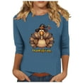 thumbnail image 2 of Inverlee Thanksgiving Shirts Women Cute Turkey Pumpkin Graphic Tees Comfy 3/4 Sleeve Loose Fit T-shirts Round Neck Holiday Blouse Tops, 2 of 4