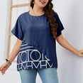 thumbnail image 4 of TAGOLD Womens Summer Plus Size Tops,Tops for Womens,Women Oversize Summer Casual Short Sleeve Round Neck Printed Sleeve Tops Loose Blouse, 4 of 5