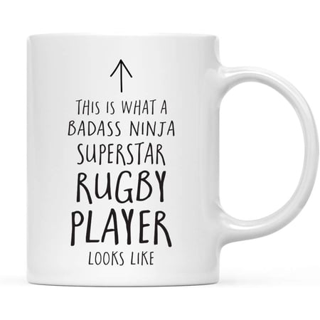 CTDream Funny 11oz. Ceramic Coffee Tea Mug Gift This is What a Badass Ninja Superstar Rugby Player Looks Like 1-Pack Birthday Christmas Gift Ideas Coworker