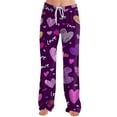 thumbnail image 3 of Fabrcox Women's Valentine's Day Graphic Pajama Pants Drawstring Wide Leg Pj Pants S-3xl Loose Fit Comfortable Fashion Casual Printed Pj Bottoms Dark Purple 3XL, 3 of 6