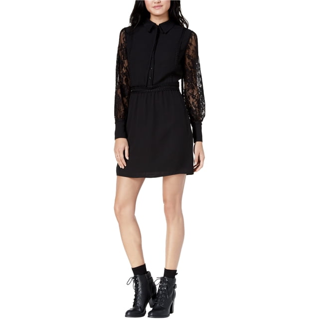 maison Jules Vestido camisero de encaje en contraste para mujer, negro, grande
