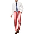 thumbnail image 2 of INSPIRE CHIC Men's Pants Stripes Zipper Closure Front Pockets Dress Pants 32 Red White, 2 of 7
