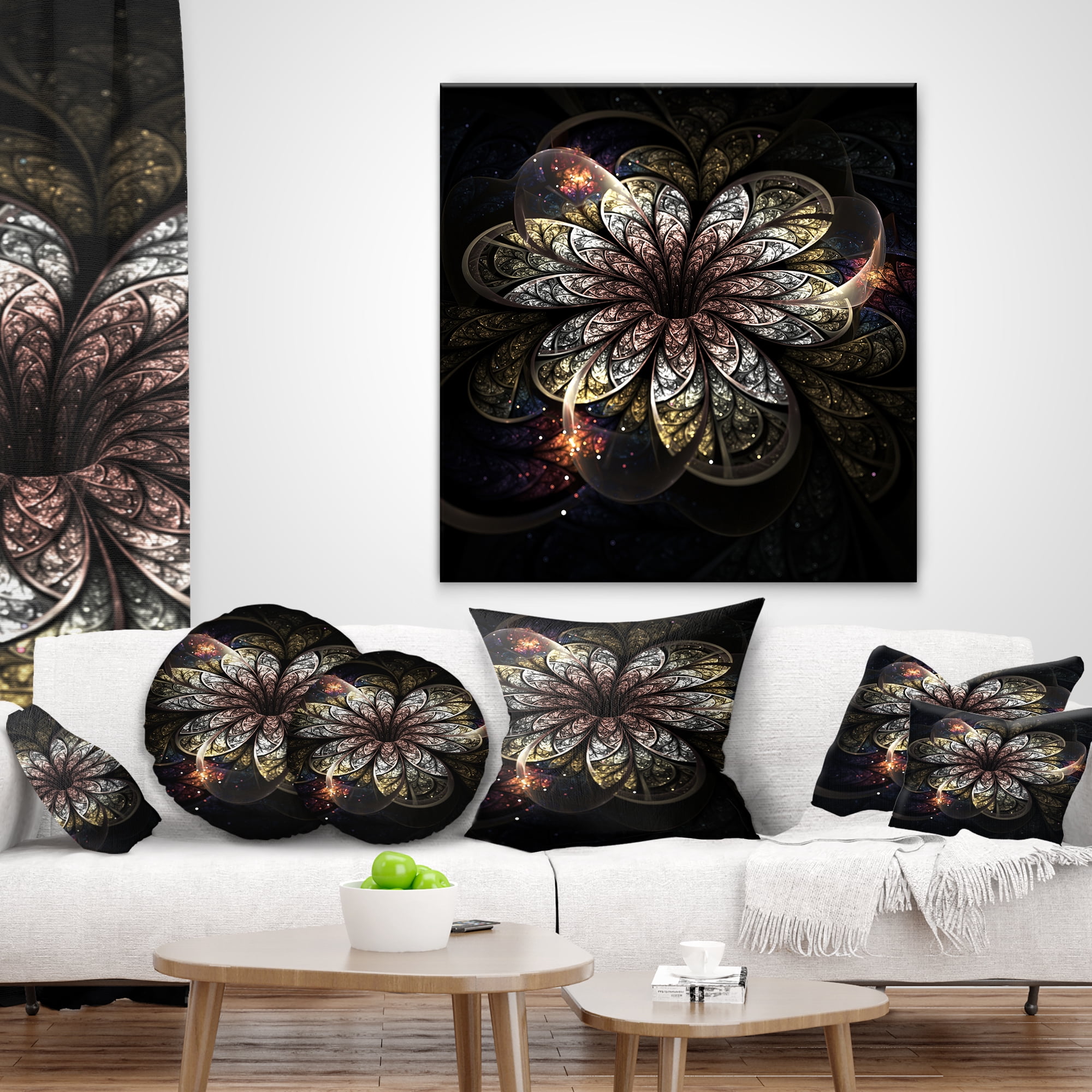Designart 12" x 20" Gold Polyester Throw Pillow