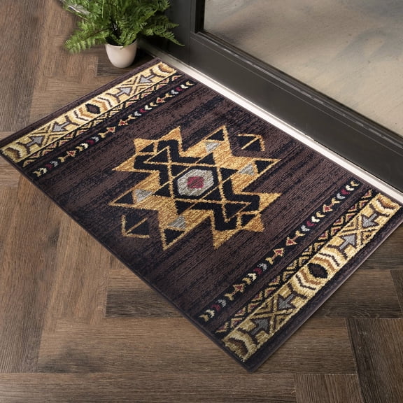 Polypropylene Brown Area Rug, 24x36 in - Suits for Various Home Areas