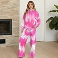 thumbnail image 4 of Uorisanigo Pink Tie Dye Women's 2 Pack Lounge Set Mock Neck Sweatshirts Wide Leg with Side Pocket Plus Size Tracksuit Loungewear Baggy Comfy Sweatsuit Travel Airport Outfits, 4 of 8