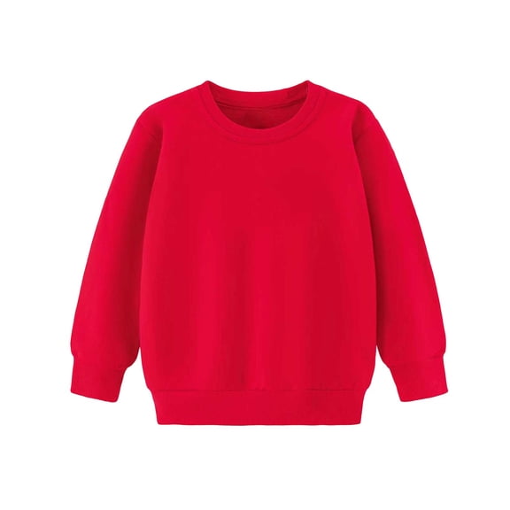 fatyb Kids Crewneck Sweatshirts Long Sleeve Cotton Pullover Boys Girls Casual Plain Lightweight Tops