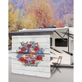 thumbnail image 5 of 4th of July RV Awning Sun Shade Screen 9'X7' Patriotic Stars Wreath Mesh Sunscreen Rose Daisy Wood Grain Awning Shade Screen with Zipper UV Blocker Completed Kits for RV Motorhome Camper, 5 of 7