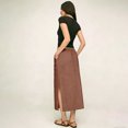 thumbnail image 5 of Maxi Skirts for Women Elastic High Waist Drawstring Ankle-Length Skirt with Side Slit Trendy Loose Fit Versatile Clothes for Casual Daily Pink S, 5 of 5