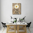 thumbnail image 5 of Flower Canvas Wall Art White Daisy Canvas Picture Farmhouse Wall Decor Vintage Brown Botanical Prints Canvas Artwork for Bathroom Living Room Bedroom Home Decor Framed Ready to Hang 12"x16", 5 of 6