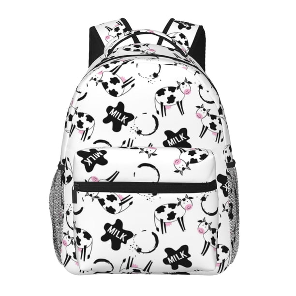 Easygdp Cute Cow and Milk Stains Mochila Ergonómica Versátil para Laptop - Múltiples Bolsillos, Correas Ajustables, Unisex para Escuela, Viajes y Actividades al Aire Libre-One Size