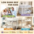 thumbnail image 5 of Twin Over Twin Kids Bunk Bed, UHOMEPRO Solid Wood Floor Bunk Bed for Kids Bedroom, High Safety Rail, Ladder, Heavy Duty Space-Saving Bunk Beds, Convertible into 2 Twin Beds, White, 5 of 8