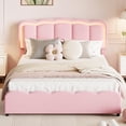 thumbnail image 2 of Queen Size Bed Frame with 2 Drawers and LED Lighting – Upholstered Platform Bed with Adjustable Headboard, Wooden Slat Support, No Box Spring Needed, Pink, 2 of 7