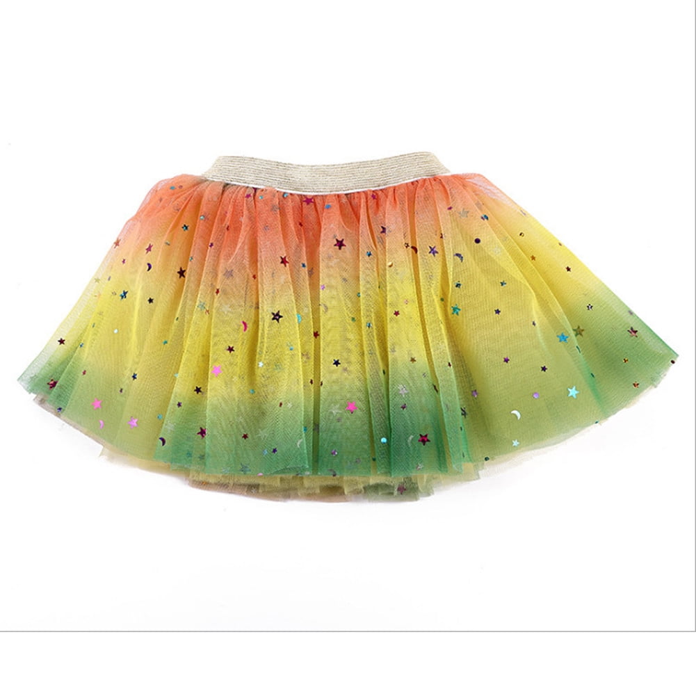 Calsunbaby Toddler Baby Kid Girls Tutu Skirts Sequins Rainbow Tulle