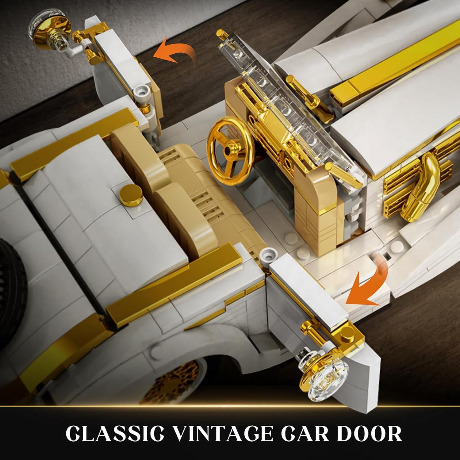 Classic Car Model Kit, MOC Vintage Car Building Blocks Set, Gift for Kids Age 8+/Adults Collections Enthusiasts (868+ Pieces, Static Version)