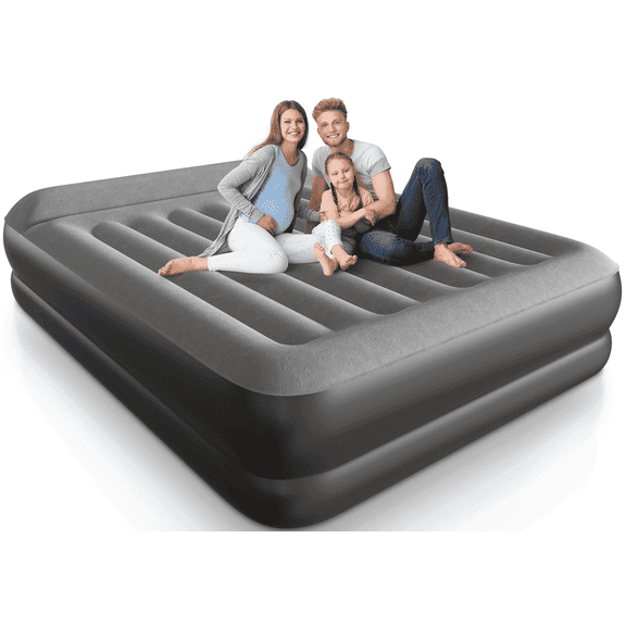 EGGORY Queen Size Air Mattress with Built-in Pump Inflatable Air Beds, Puncture-Resistant for Camping & Trip & Home