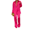 thumbnail image 1 of Txlixc Traje de 2 piezas para mujeres, camisa de manga larga con solapa de color sólido + pantalones Txlixc  moda, 1 of 3