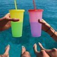 thumbnail image 4 of Tutuviw Color Changing Cups Tumblers with Lids & Straws for Kids - 7 Reusable Plastic Bulk Tumblers 24oz Cold Cup Tumbler Set for Kids, 4 of 10