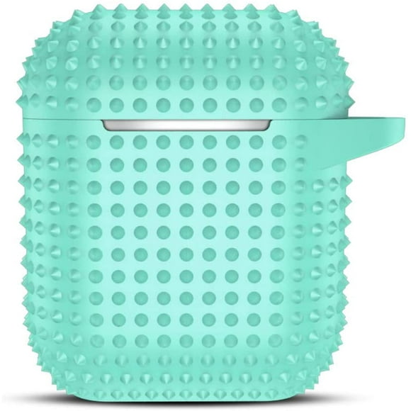 AWINNER Punk Rock Rivet Style Case Compatible with Apple AirPods 2 and 1 (Cyan)