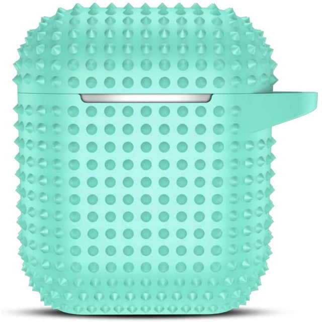 AWINNER Étui Style Rivet Punk Rock Compatible avec Apple AirPods 2 et 1 (Cyan)