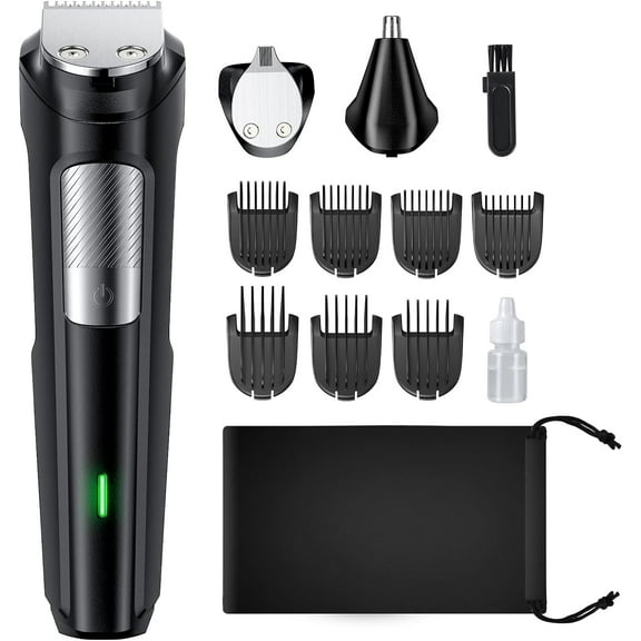 Beard Trimmer for Men, 13 Piece Men’s Grooming Kit with Cordless Rechargeable Hair & Nose Trimmer Electric Shaver, Stainless Steel Blades for Painless Facial & Body Hair Removal