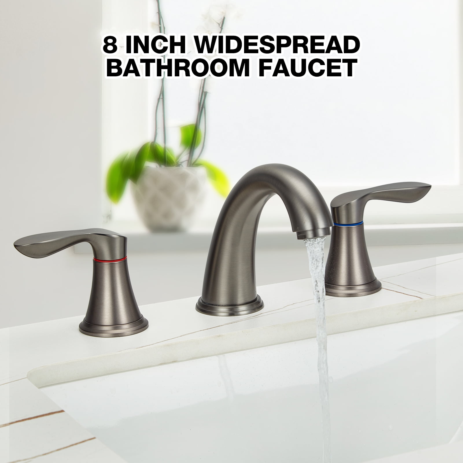 Bathroom Faucets for Sink 3 Hole, Faucet for Bathroom Sink, Widespread Bathroom Sink Faucet with Pop-up Drain and Supply Lines, for Bathroom Sink Vanity RV Farmhouse Sink