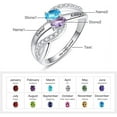 thumbnail image 3 of 925 Sterling Silver Customized Name Rings with 2 Oval Cut Simulated Birthstones for Women Personalized Mothers Ring Twisted Eternity Bands with 2 Names, 3 of 5