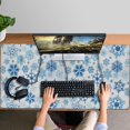 thumbnail image 4 of Long Mouse Pads for Desk,Blue Christmas Snowflake Pattern Desk Mats on Top Of Desks, Desk Mouse Pad Extra Large with 3mm Non-Slip Base and Stitched Edge for Gaming,Office,Work,Home 47.3x23.6in, 4 of 5