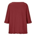 thumbnail image 5 of Admvng Womens Blouses Plus Size Fashion Solid Color Round Neck Ruffles Half Sleeves Casual Tops S-5XL, 5 of 8