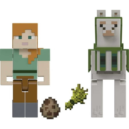 Minecraft Alex & Llama Action Figures & Accessories 2-Pack, 3.25-in Scale Toy Set