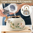 thumbnail image 6 of Vintage Enamel Tea Kettle, Whistling Tea Kettle for Stove Top, Floral Enamel on Steel Teakettle Teapot for Home Kitchen Camping Picnic, Gift for Wedding Housewarming, 6 of 7