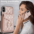 thumbnail image 4 of Asuwish Compatible with iPhone Xs X 10 10s Wallet Phone Case Tempered Glass Screen Protector and Ring RFID Card Holder Cell Cover for iPhoneX iPhoneXs iPhone10 i PhoneX SX 10x 10xs X’s Women RoseGold, 4 of 10