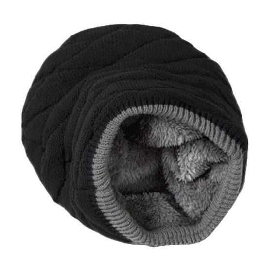 LOLIPPYY Large Beanie Black Thick Knit Hat 1Pcs Warm Ear Protection Winter Wear
