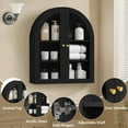 thumbnail image 3 of Wall Bathroom Cabinet with Glass Doors, Wood Medicine Cabinet with Adjustable Shelf, Arched Hanging Cabinet for Bathroom, Livingroom, Kitchen (Black), 3 of 17